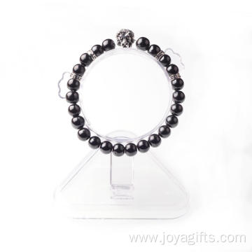 Hematite 8MM Bead Lion-Head Gemstone Bracelet